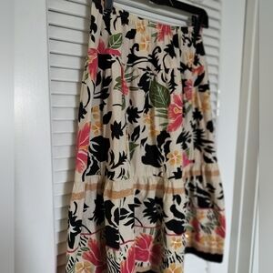 Hipnotex 100% Cotton Tiered Floral Tropical Print Skirt Size 8